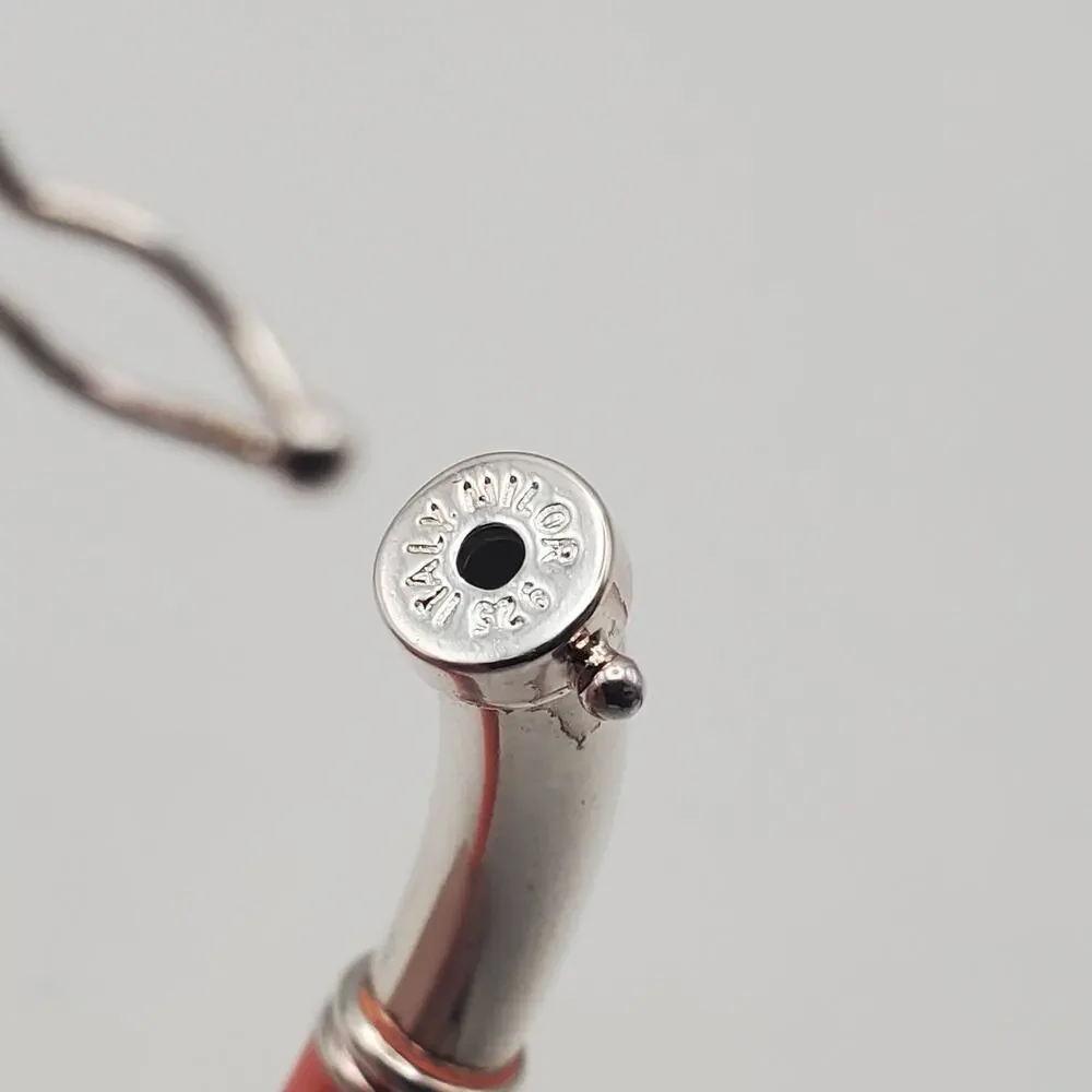 Milor Italy Sterling Silver 925 Orange Enamel Hinged Bangle Bracelet 6.75" - Picture 9 of 12